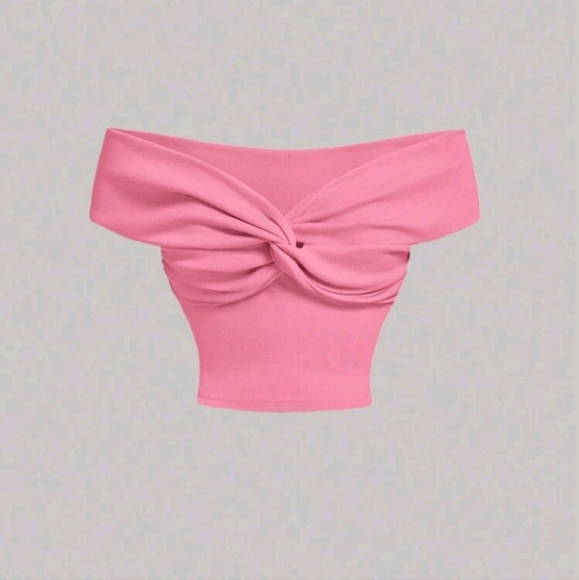 Women's Solid Color Off Shoulder Twist Minimalist Blouse, Casual Daily Wear - Picture 1 of 4